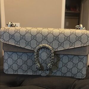 Gucci Cream and Brown GG Monogram Shoulder Bag